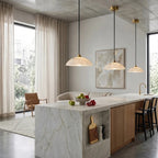 Modern Alabaster Glass Pendant Lights Over Kitchen Island