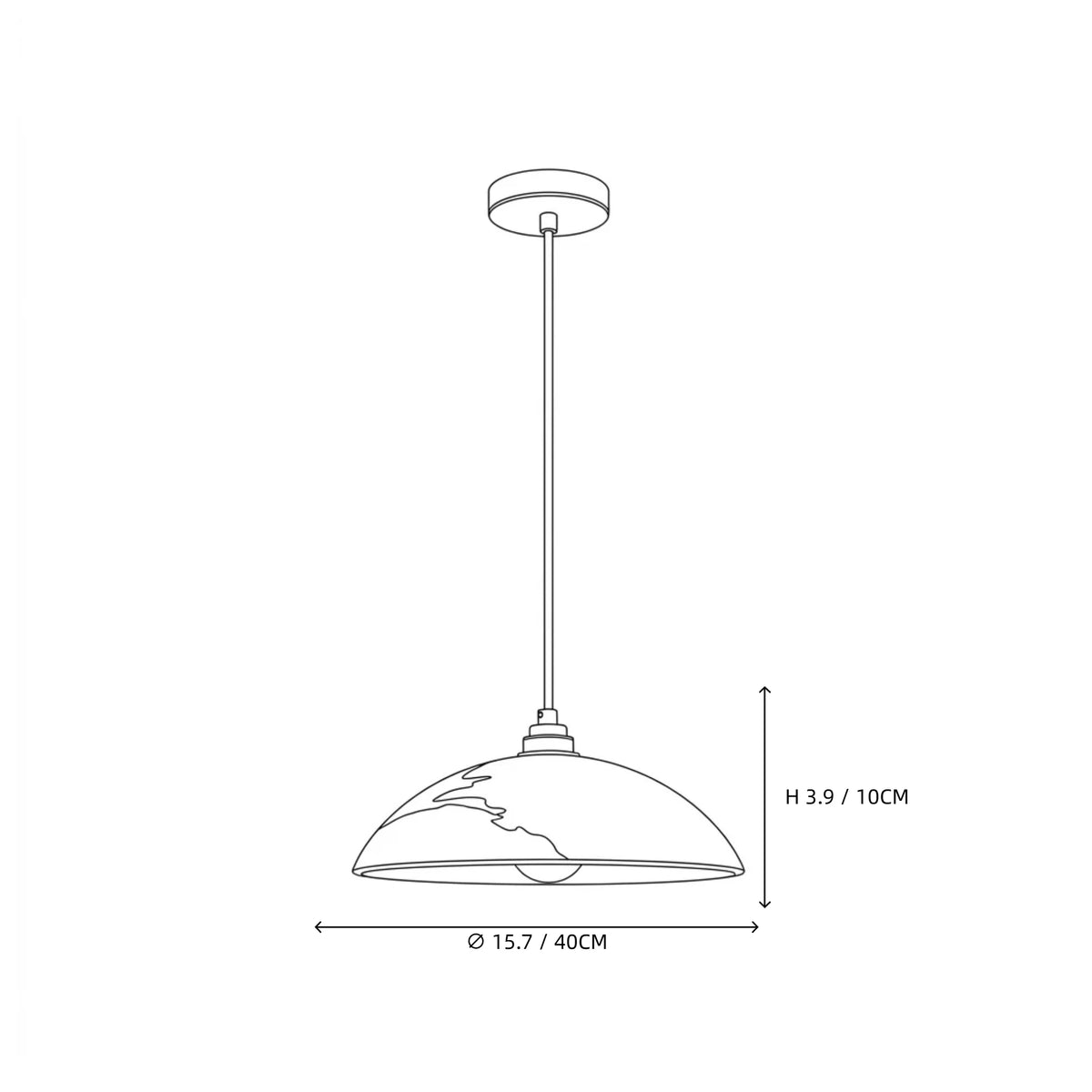 Modern Dome Alabaster Art Glass Pendant Light Line Art Dimension Diagram