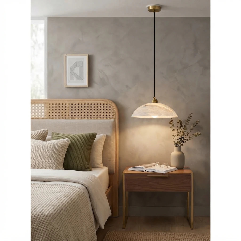 Modern Alabaster Art Glass Pendant Light in Master Bedroom