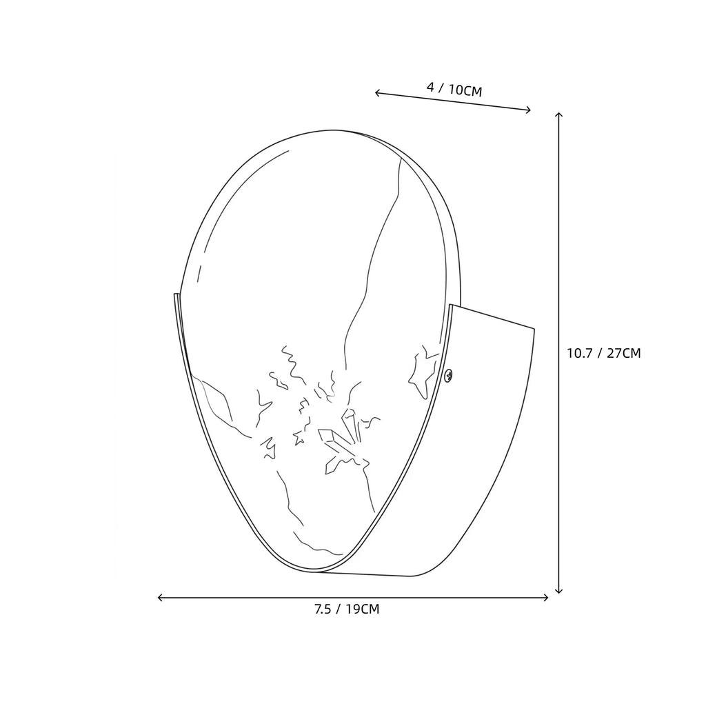 Modern Oval Alabaster Art Glass Wall Sconce Line Art Dimension Diagram