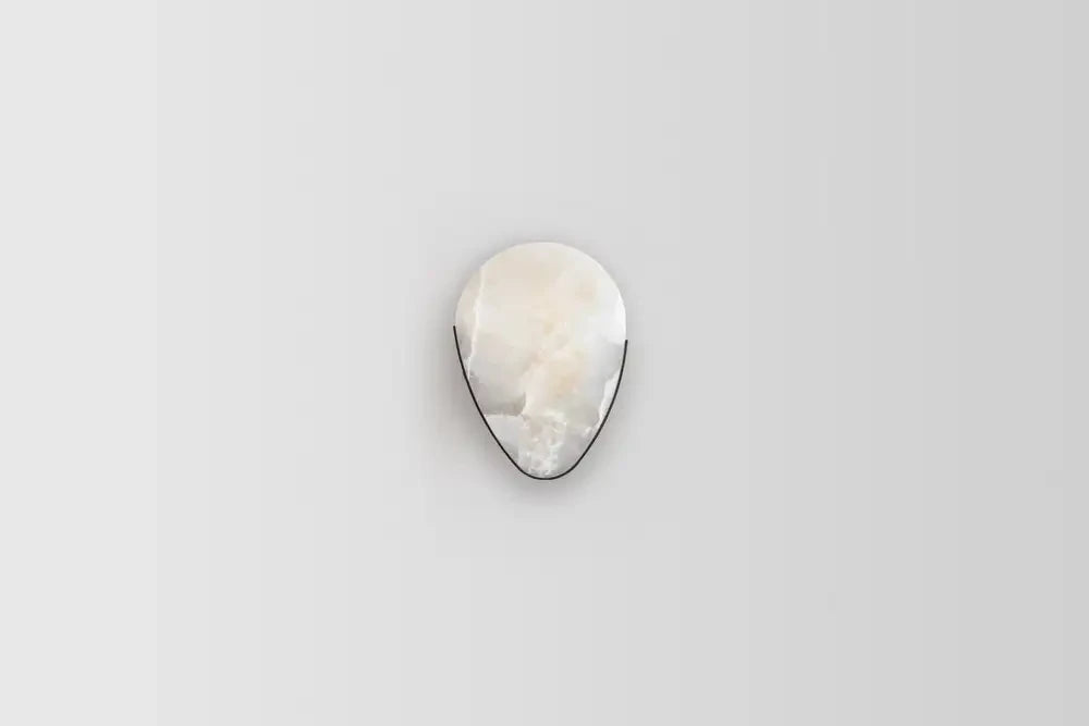 Illuminated Modern Oval Alabaster Wall Sconce Studio Display