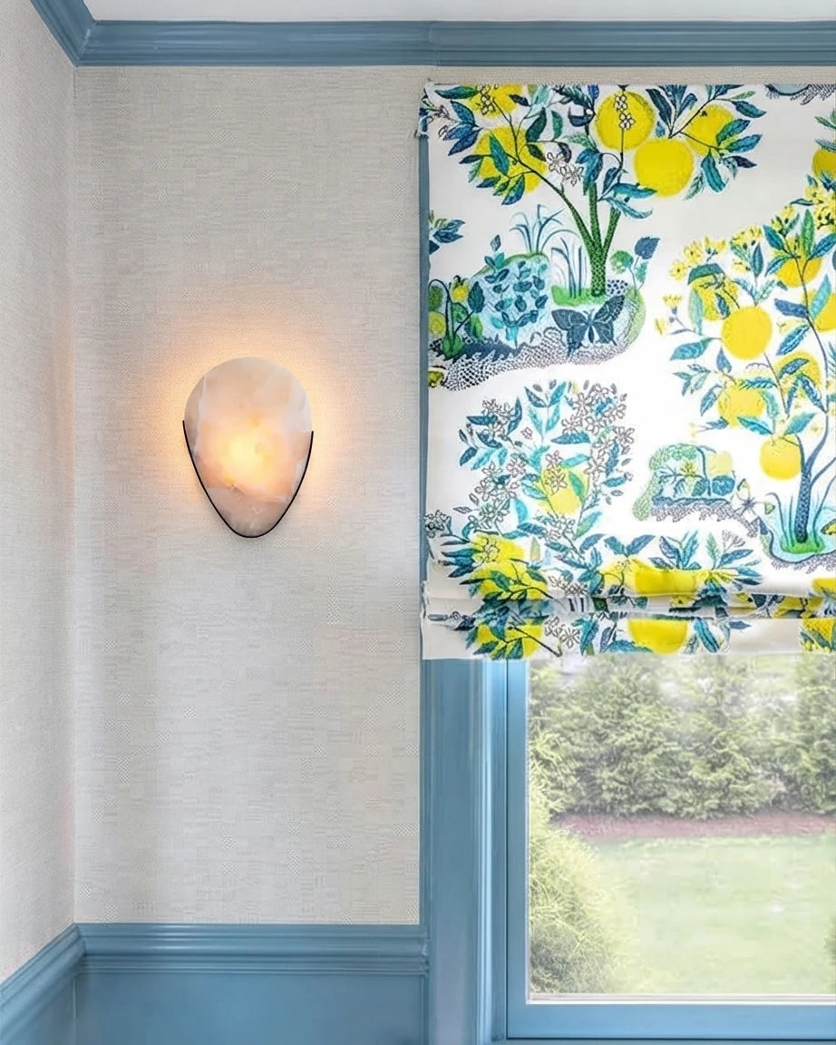 Modern Alabaster Art Glass Wall Sconce in Colorful Interior