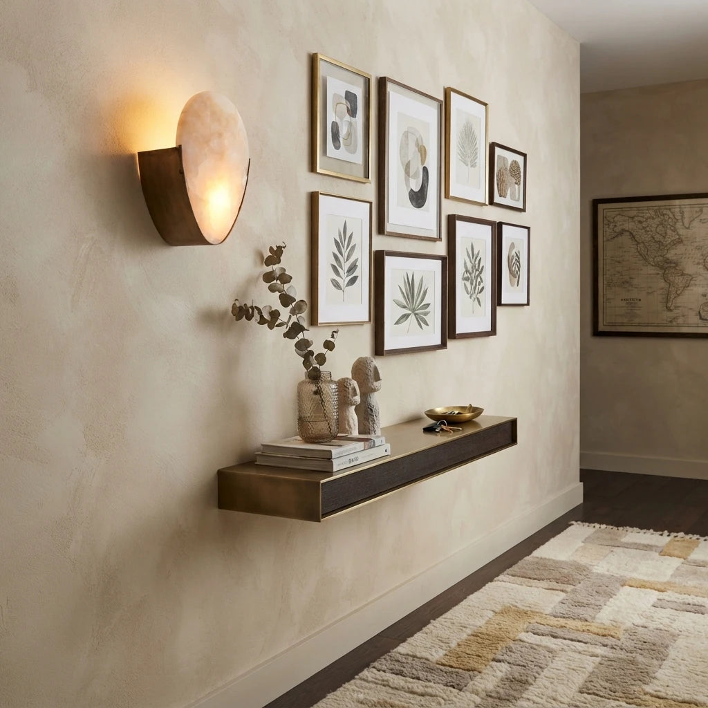 Modern Wall Sconce Over Hallway Console Table