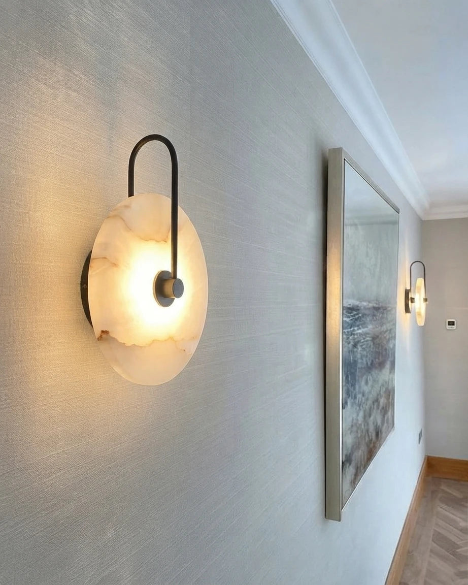 Modern Alabaster Wall Sconce in Hallway Setting