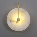 Modern Round Alabaster Art Glass Wall Sconce Line Art Dimension Diagram