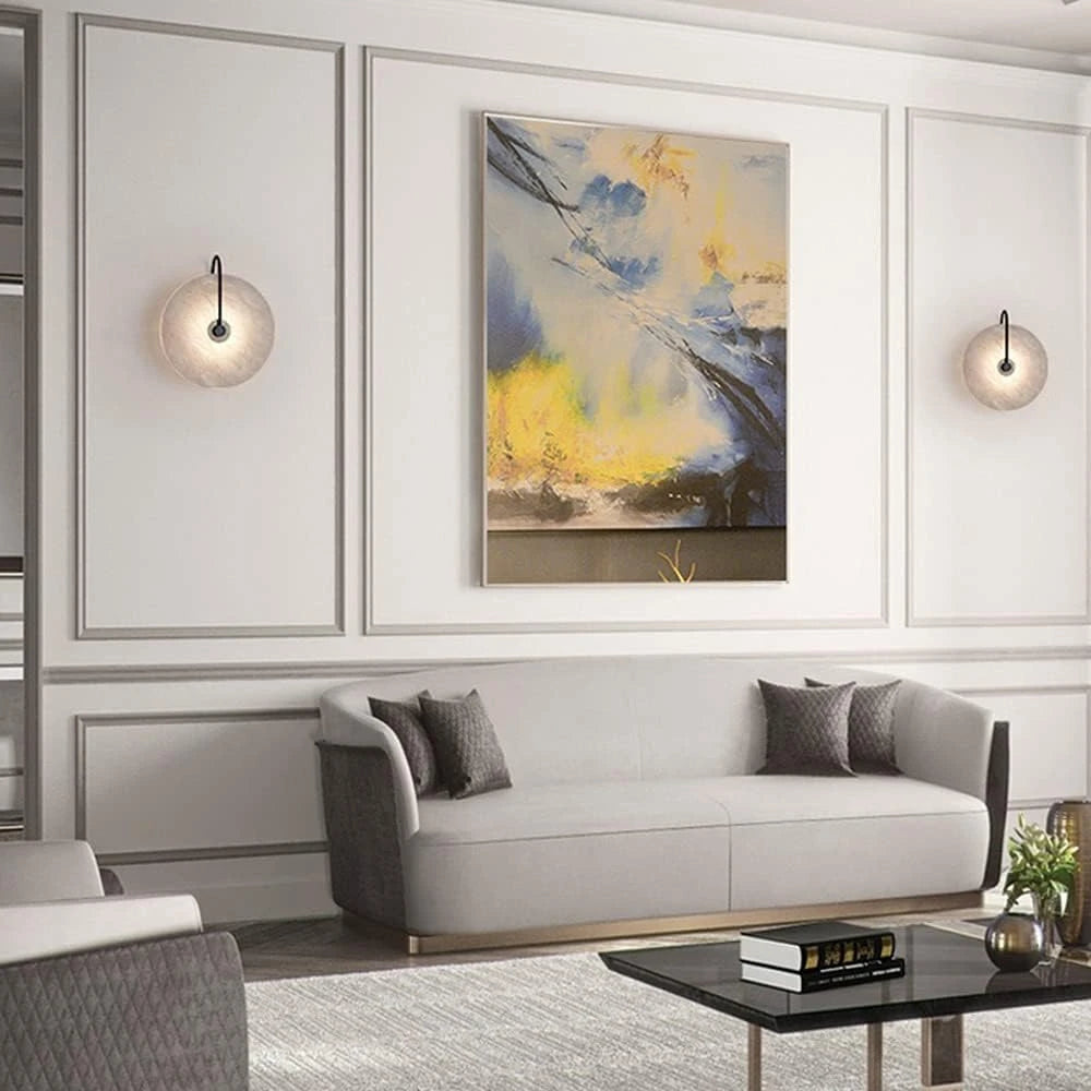 Modern Art Glass Wall Sconce in Contemporary Living Room