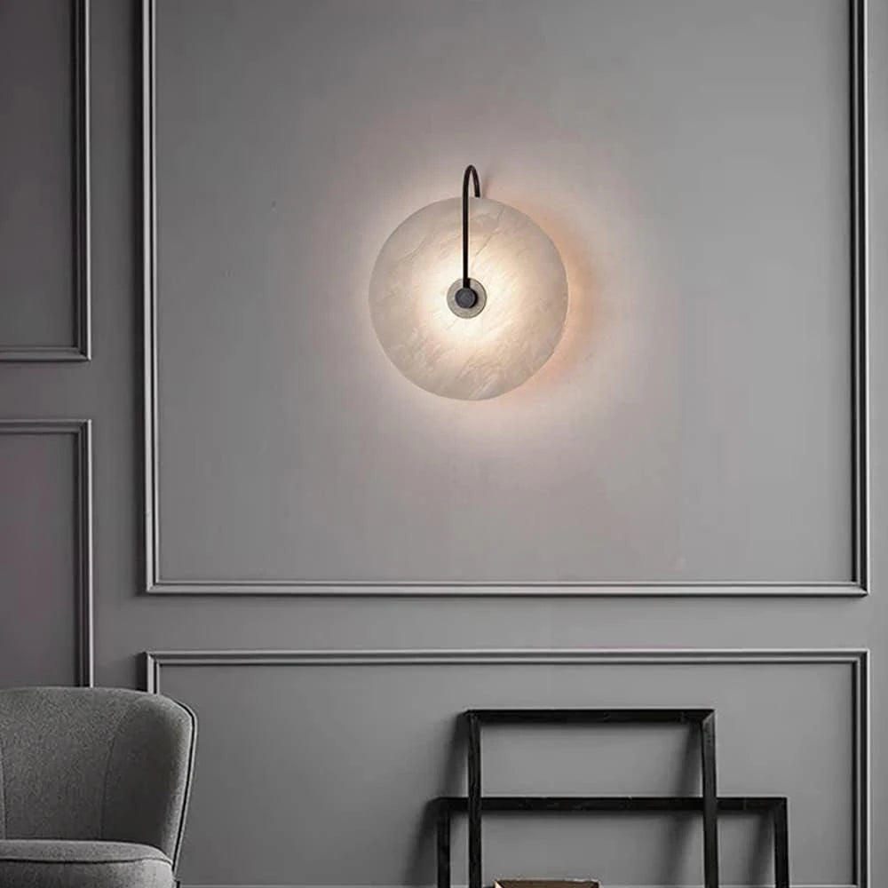 Modern Round Art Glass Wall Sconce in Living Room