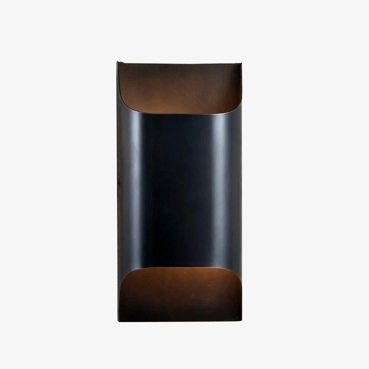 Front View of Modern Black Vertical Metal Wall Sconce