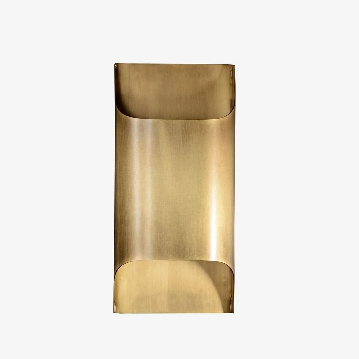 Front View of Modern Brass Vertical Metal Wall Sconce