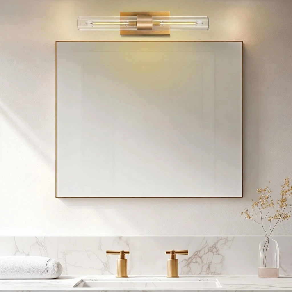 Modern Crystal Glass Vanity Light Over Bathroom Mirror