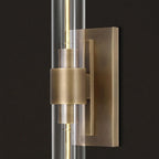 Close Up View of Brass Mount and Illuminated Clear Crystal Cylinder Glass