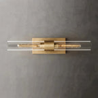 Illuminated Modern Horizontal Black and Brass Crystal Wall Sconce