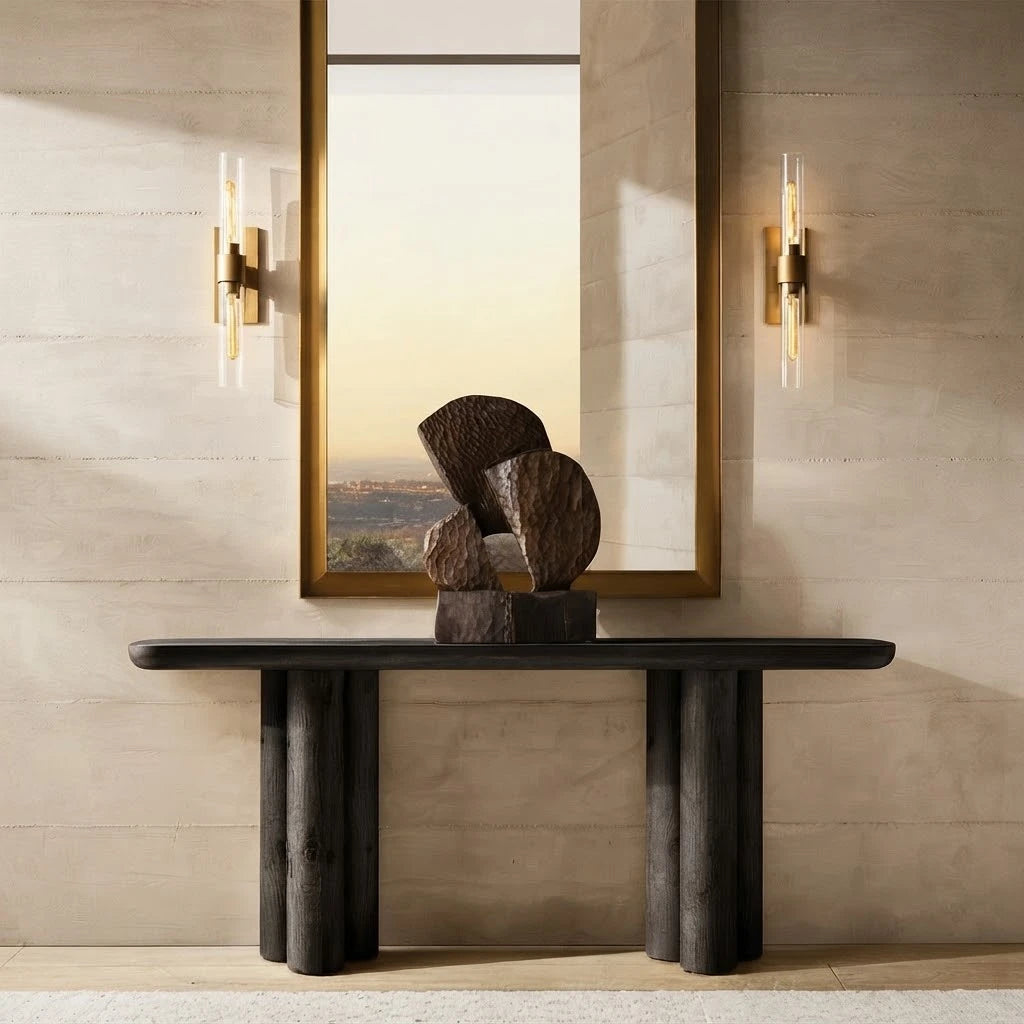 Modern Brass Wall Sconce in Foyer Interior