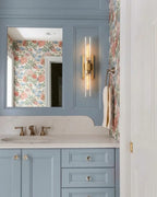 Modern Crystal Glass Wall Sconce in Bathroom Vanity Setting