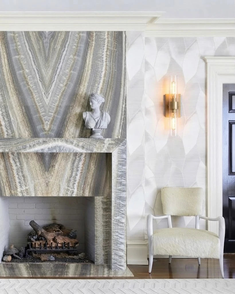 Modern Brass Wall Sconce in Luxury Living Room