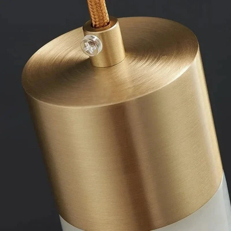 Close Up View of Brass Top Hardware and Alabaster Connection