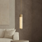 Modern Alabaster Art Glass Pendant Light in Living Room Interior