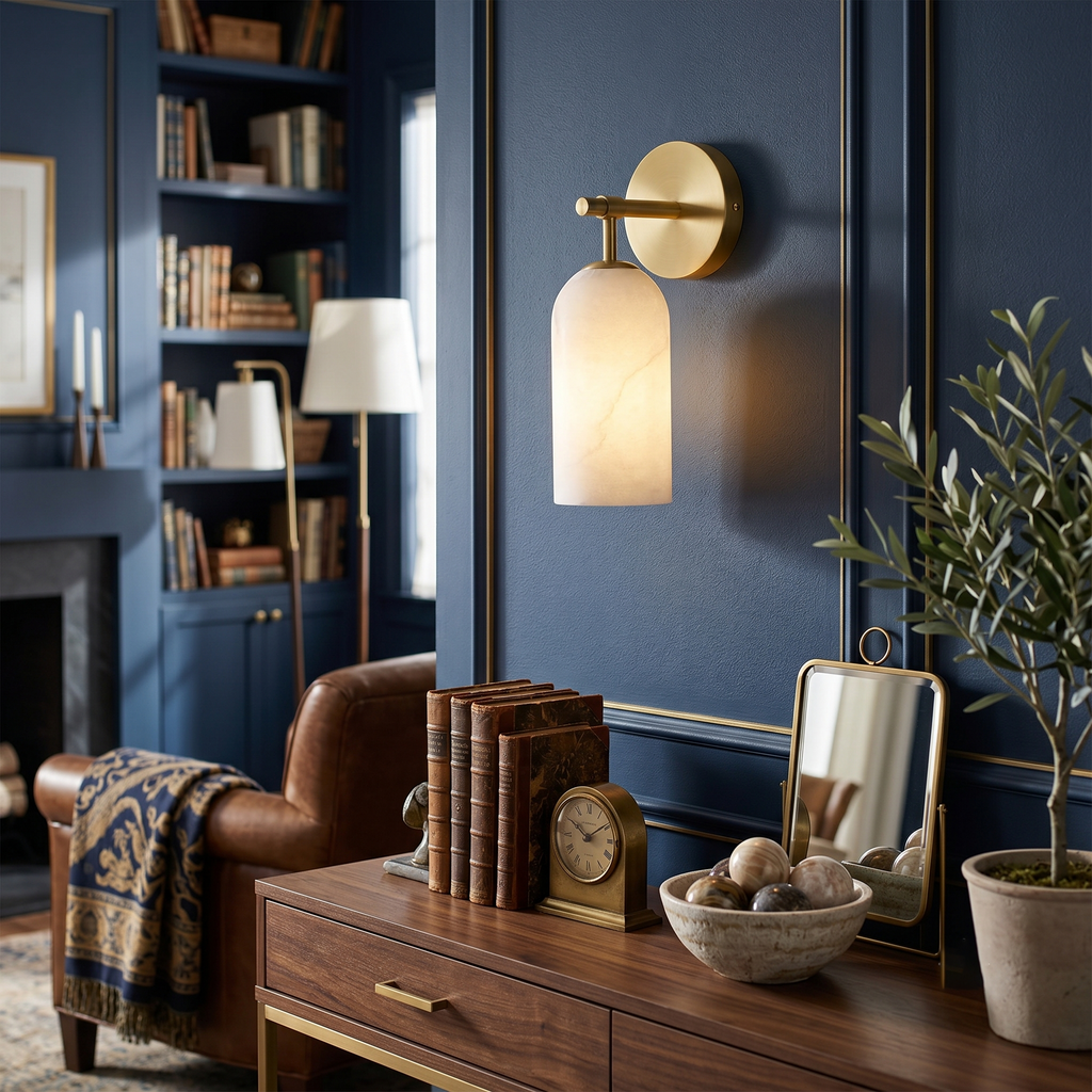 Alabaster Cylinder Wall Sconce