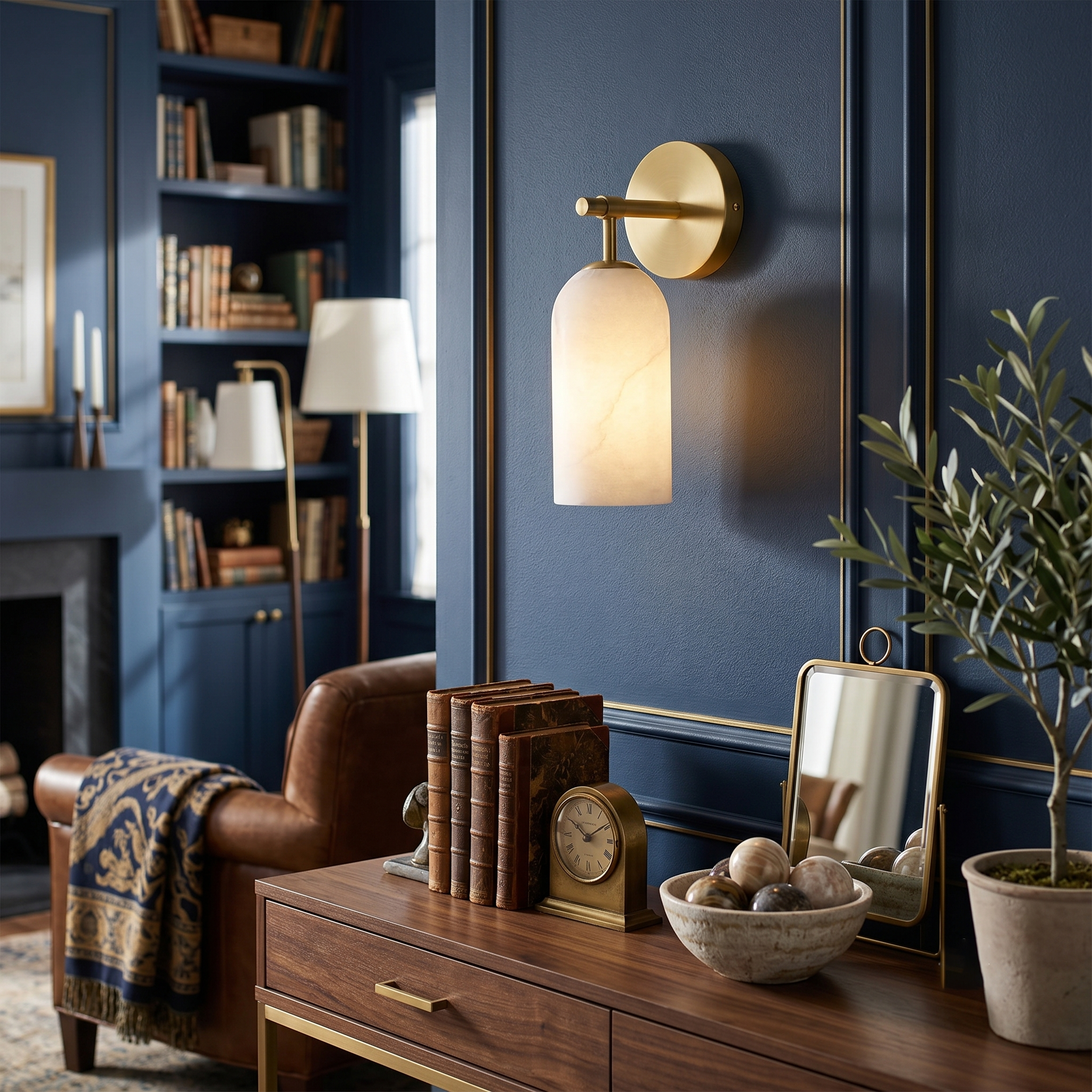 Alabaster Cylinder Wall Sconce