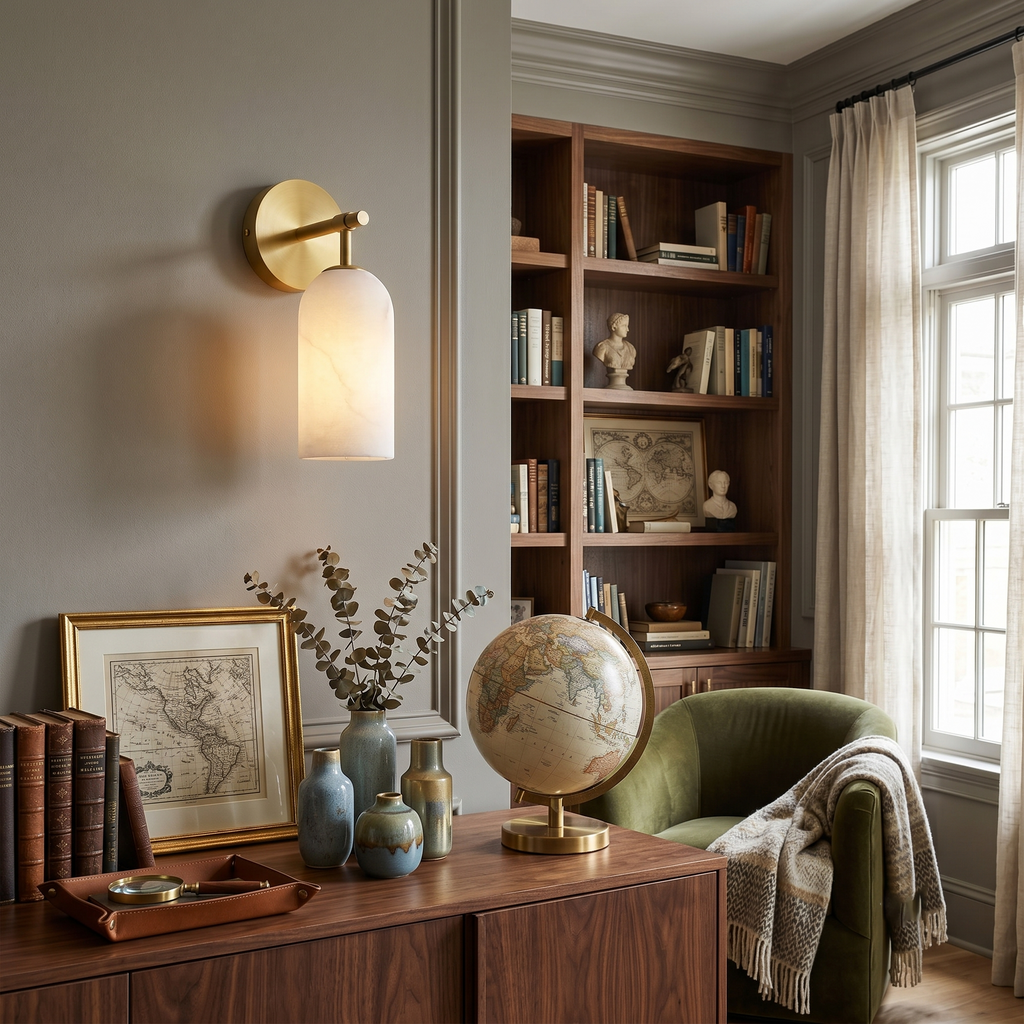 Alabaster Cylinder Wall Sconce