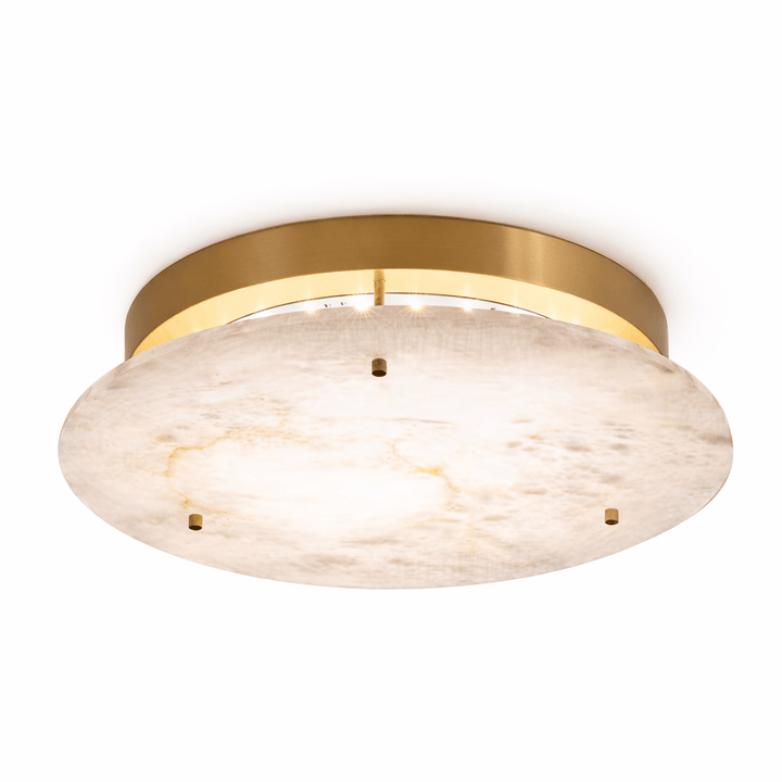Modern Round Alabaster Disc Ceiling Light Studio Product Shot
