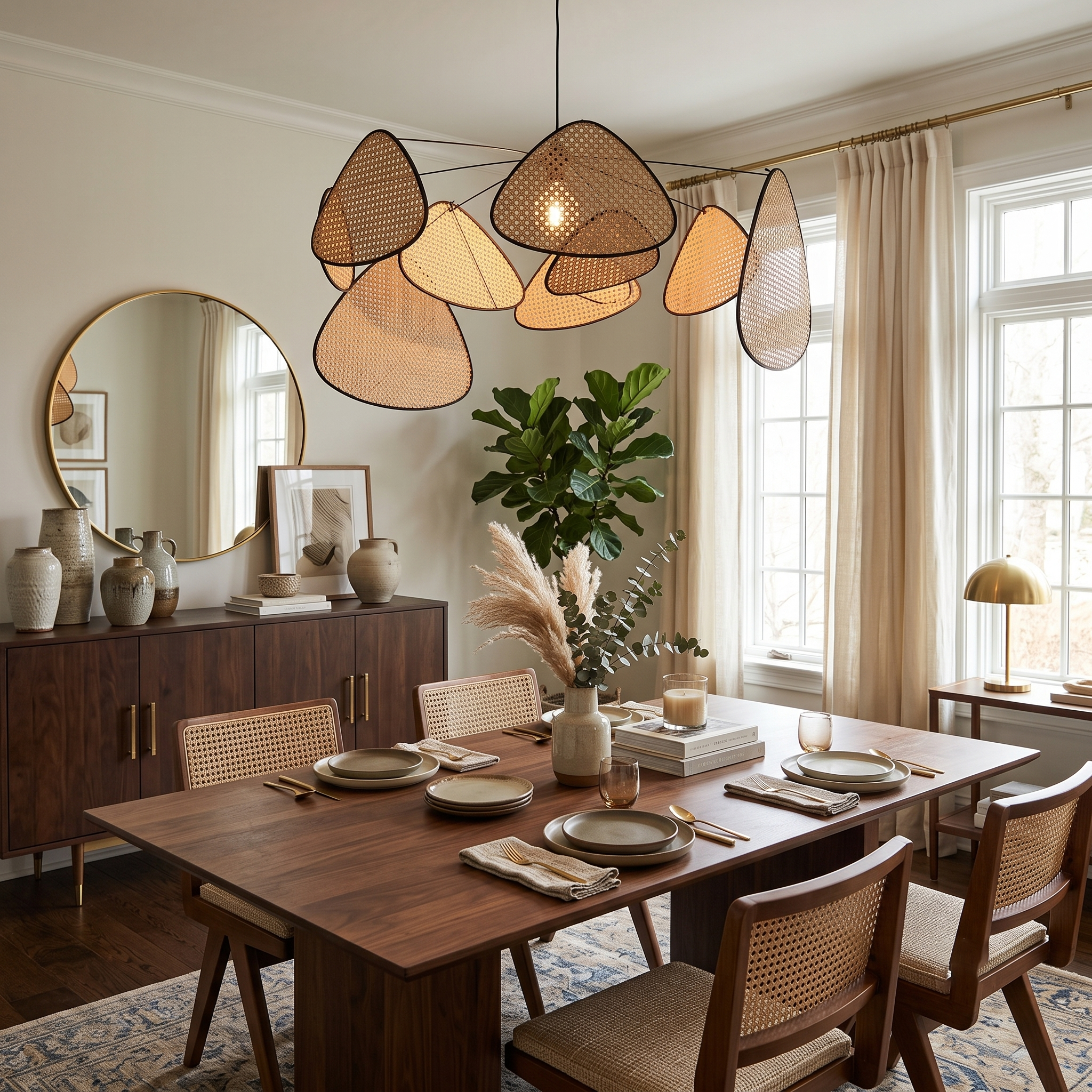 Bamboo Rattan Screen Chandelier