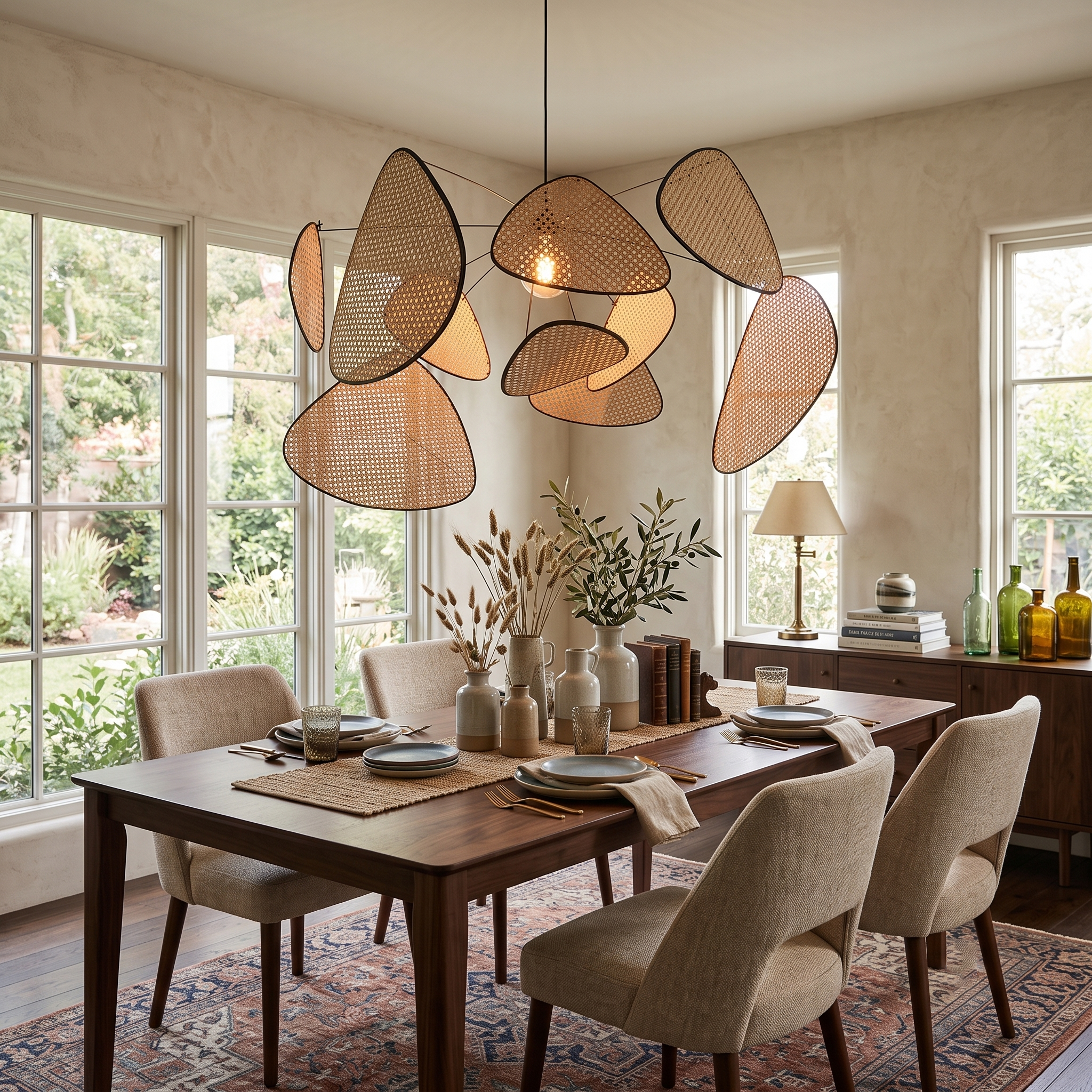 Bamboo Rattan Screen Chandelier
