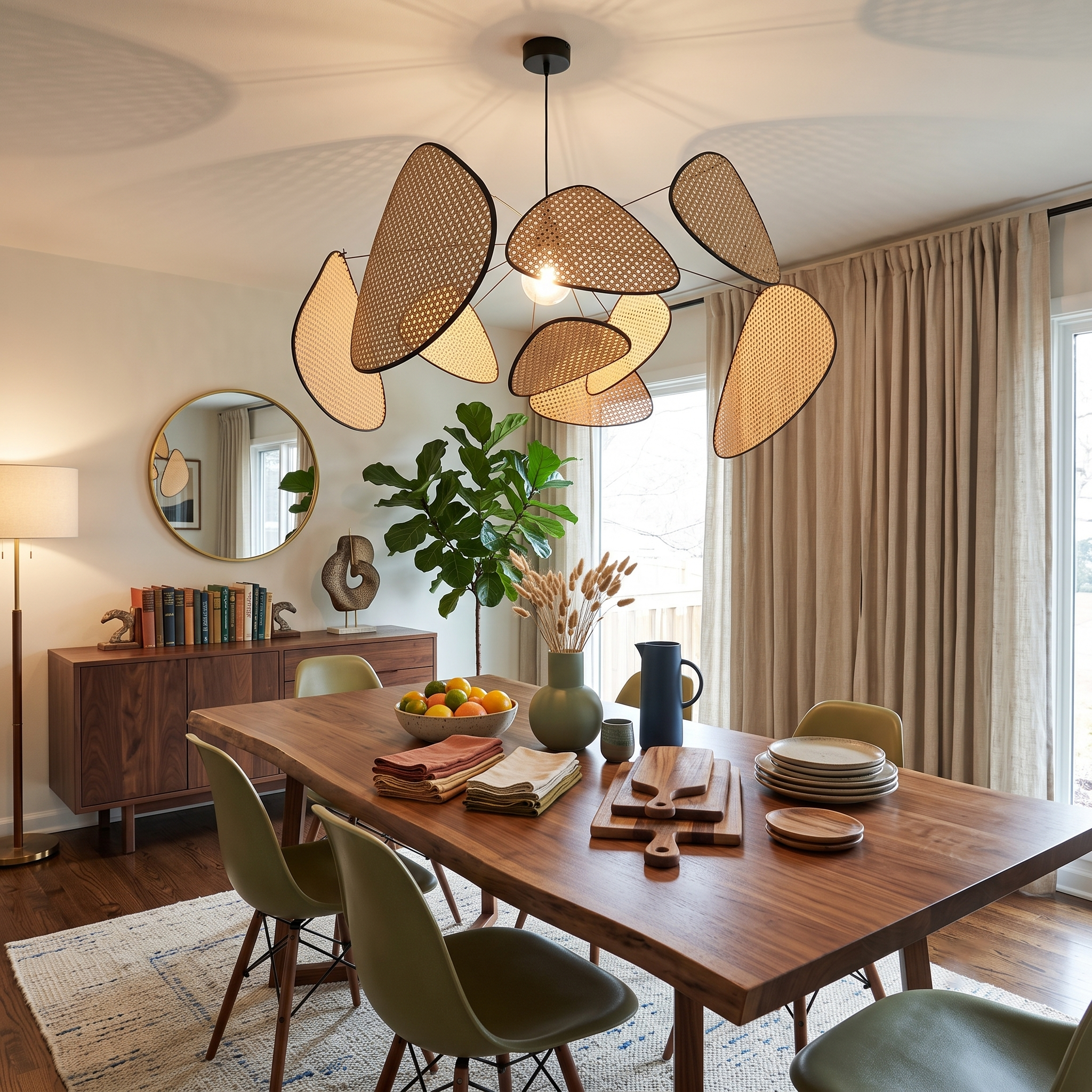 Bamboo Rattan Screen Chandelier