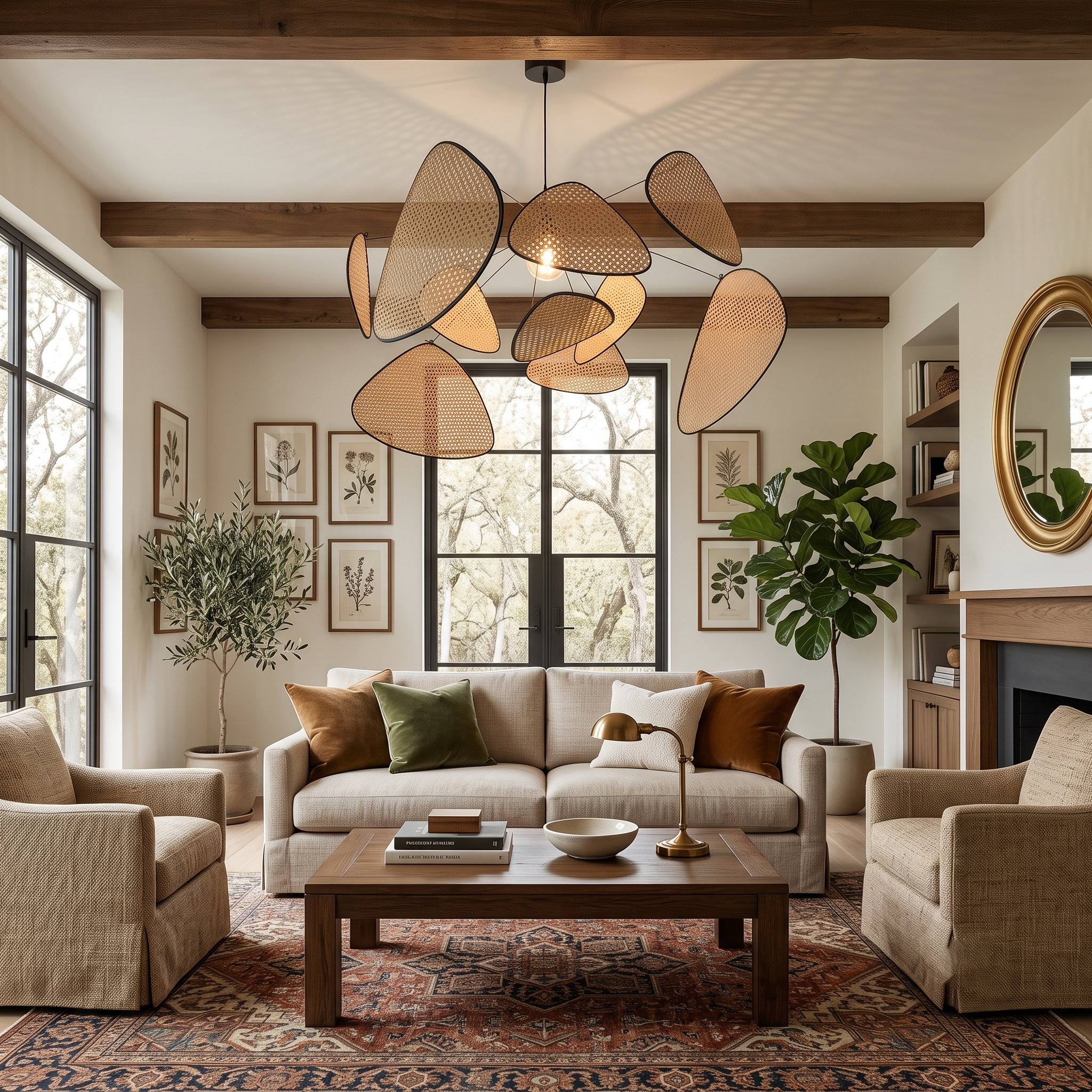 Bamboo Rattan Screen Chandelier