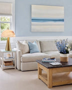 Modern Alabaster Dome Table Lamp in Bright Living Area