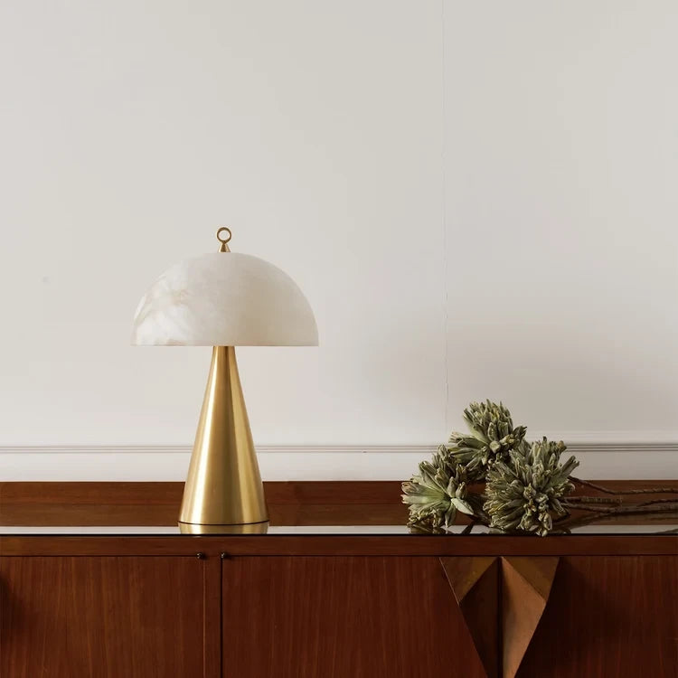 Modern Alabaster Dome Table Lamp in Designer Interior Setting