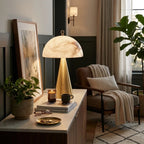 Modern Alabaster Dome Table Lamp in Elegant Foyer Space