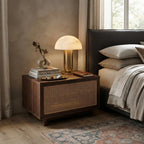 Modern Alabaster Mushroom Table Lamp in Cozy Bedroom Setting