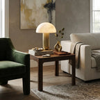 Modern Alabaster Mushroom Table Lamp in Contemporary Living Room