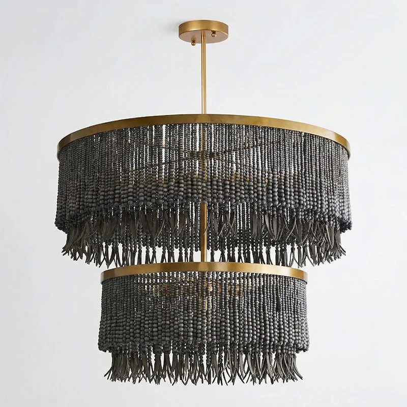 Beaded Fringe Drum Chandelier