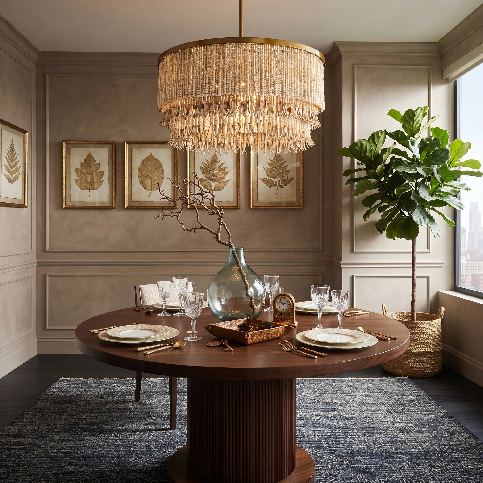 Beaded Fringe Drum Chandelier