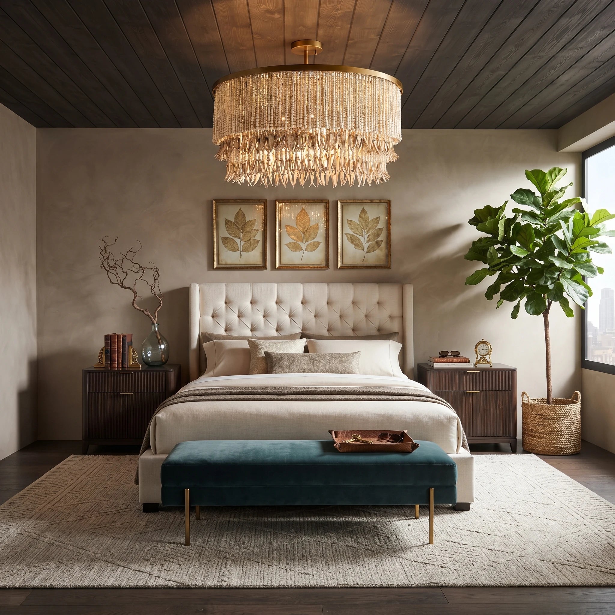 Beaded Fringe Drum Chandelier
