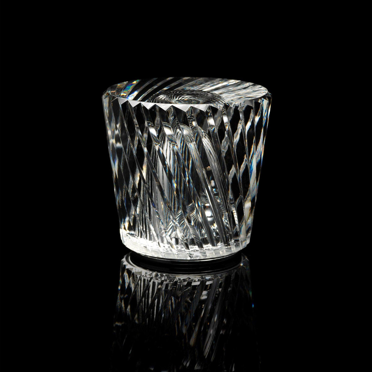 Unlit Becrux twisted crystal cordless lamp reflective black studio background