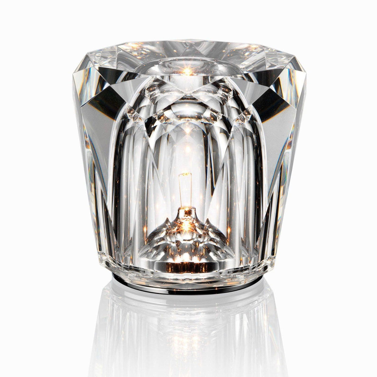 Becrux arched faceted crystal lamp isolated white reflective studio surface