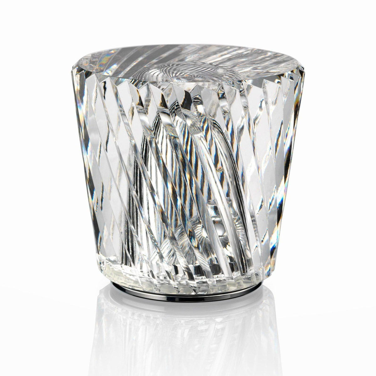 Becrux twisted crystal portable lamp isolated white reflective studio background