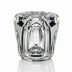 Front View of Modern Rounded Faceted Crystal Cordless Table Lamp Studio Display