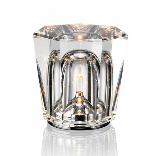 Modern Faceted Crystal Cordless Table Lamp on Pure White Background