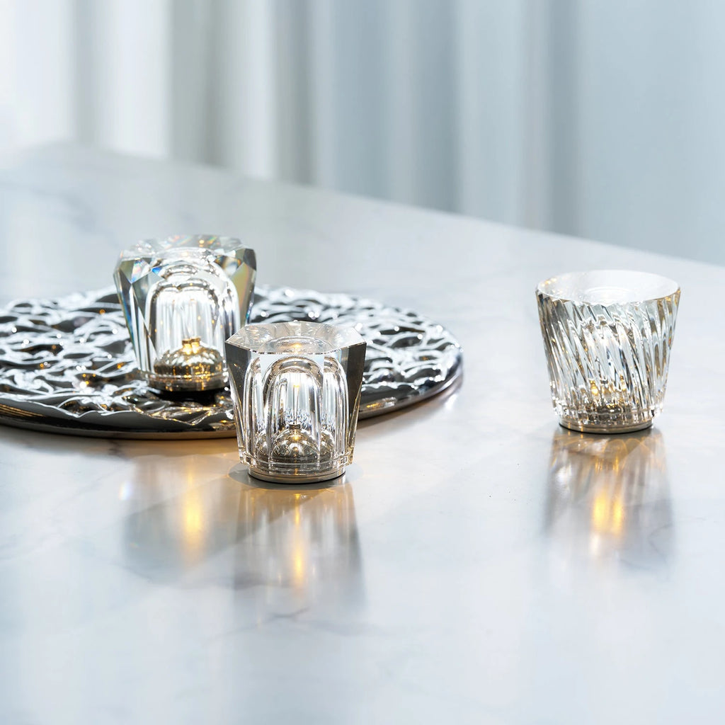 Illuminated Modern Crystal Cordless Table Lamp on Bright Tabletop