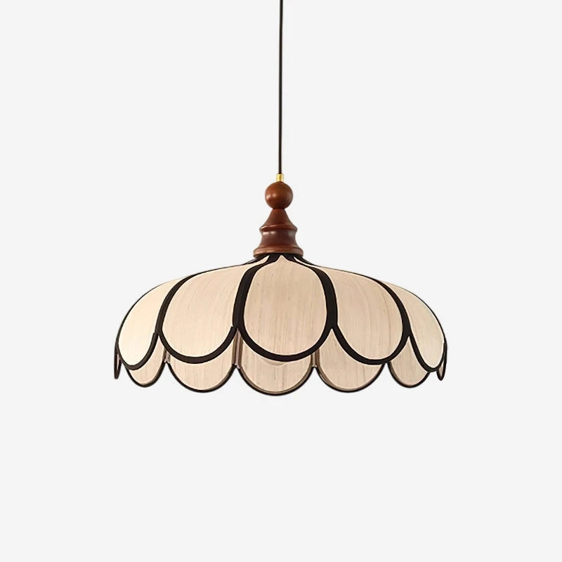 Vintage Scalloped Fabric Pendant Light Studio Product Shot