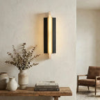 Modern Alabaster Pillar Wall Sconce Over Entryway Console