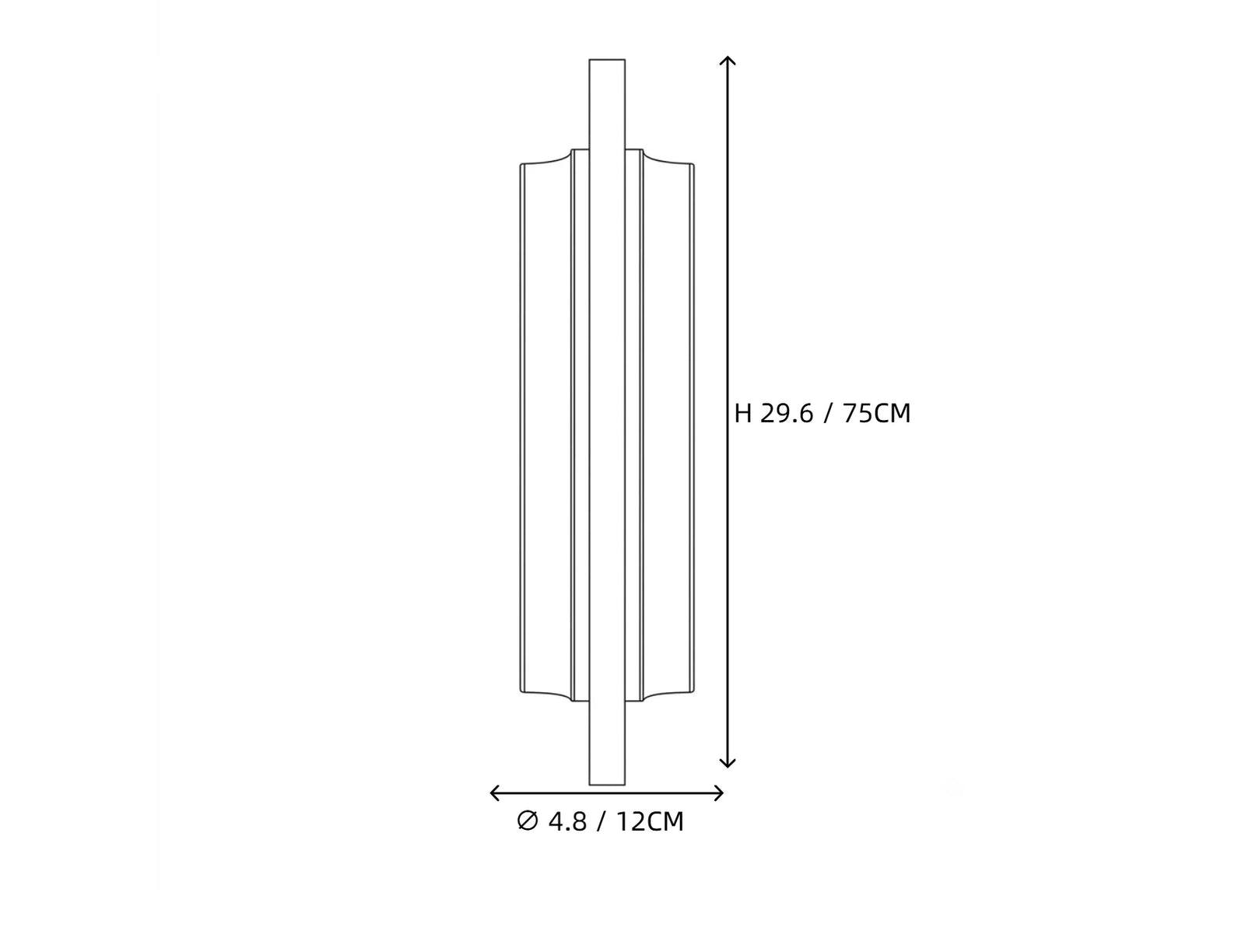 Rectangular Alabaster Pillar Wall Sconce Line Art Dimension Diagram