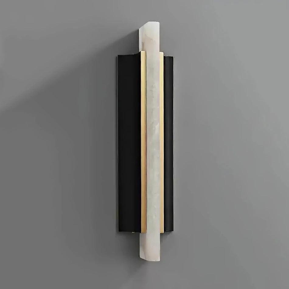Modern Rectangular Black Alabaster Wall Sconce Studio Shot
