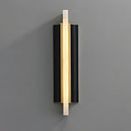 Front View of Illuminated Black Flanked Alabaster Sconce