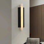 Black Flanked Alabaster Pillar Sconce in Modern Living Room