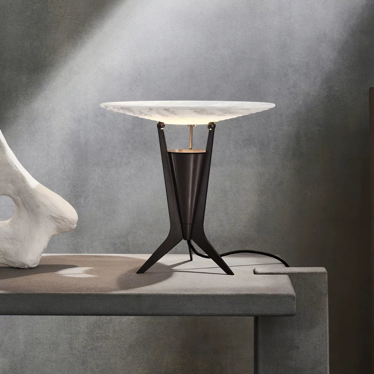 Modern Alabaster Accent Lamp in Contemporary Gallery Setting